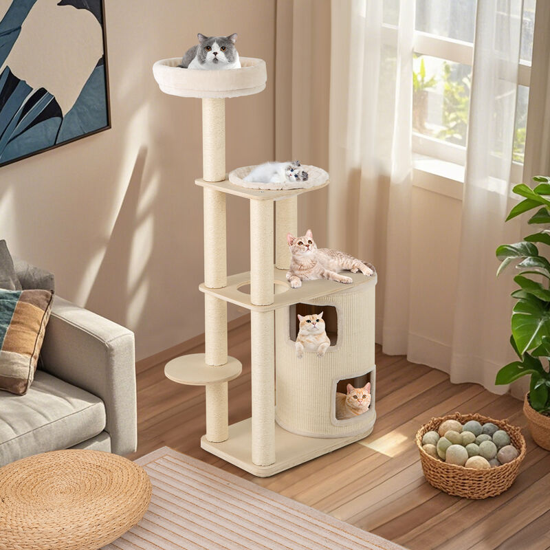 Cat Tree Tower with 2-Story Condo, Scratching Posts & Climbing Perches