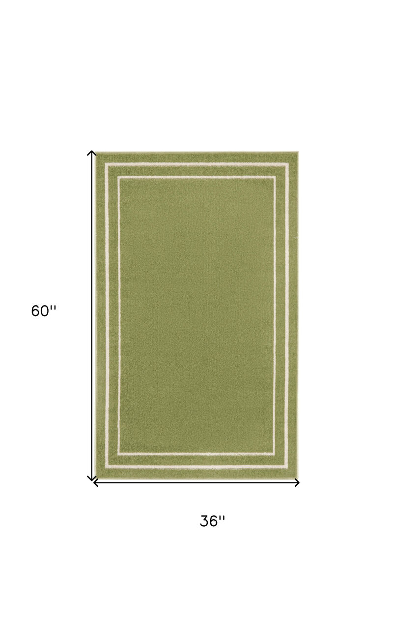 HomeRoots 3' X 5' Green And Ivory Indoor Outdoor Area Rug image number 4