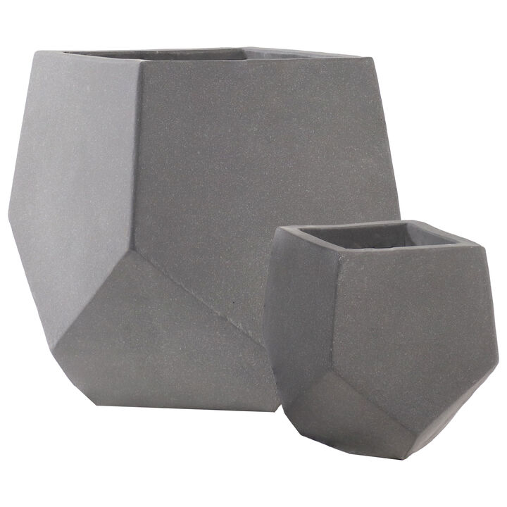Sunnydaze 2-Piece Square-Top Cement Planters - Moondust
