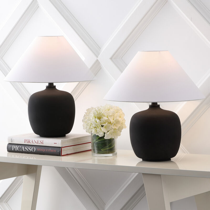 Delphi 18.25" Minimalist Scandinavian Resin/Iron LED Table Lamp