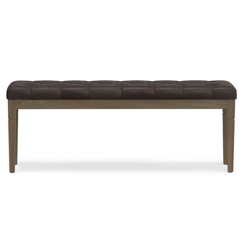Waverly Tufted Ottoman Bench in Distressed Brown Faux Leather image number 2