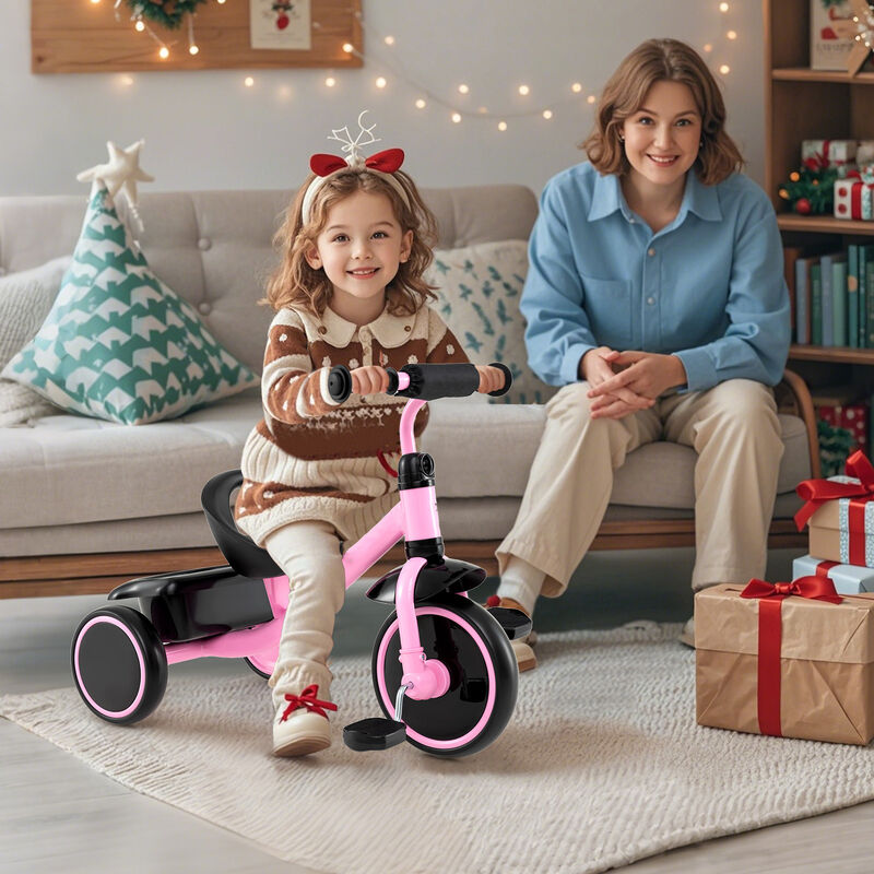 Toddler 3-Wheel Tricycle with Adjustable Seat and Storage Basket for Kids image number 1