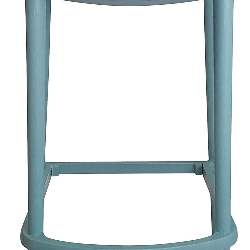 Celin 26 Inch Counter Stool Chair, Set of 4, Stackable, Mesh Back, Green - Benzara