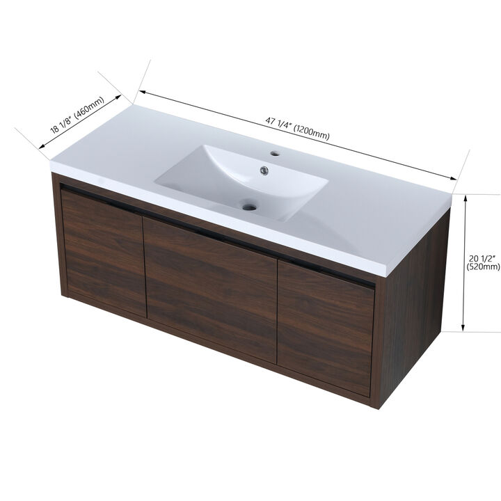 48 Inch Bathroom Cabinet With Sink, Soft Close Doors and Drawer, Float Mounting Design,48x18-BVC00948CAW(KD-Packing)
