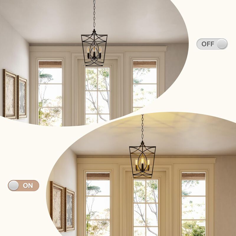 Gold Four-Light Geometric Cage Pendant Light, Farmhouse Chandelier image number 8