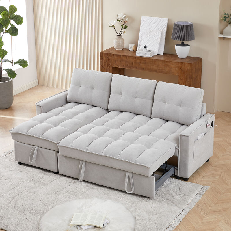 Merax L-Shaped Sectional Sofa with Arm Side Organizer Pocket Features image number 5