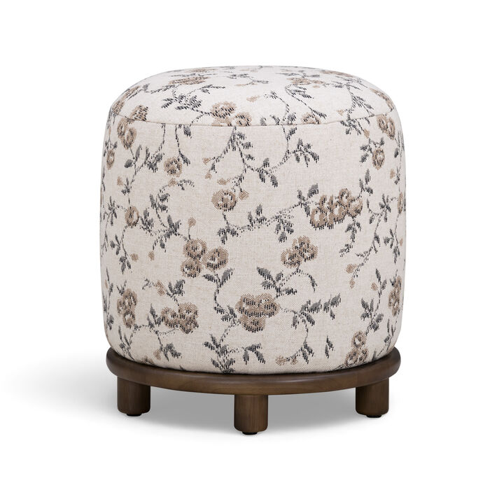 Bisou Beige Floral Jacquard Ottoman