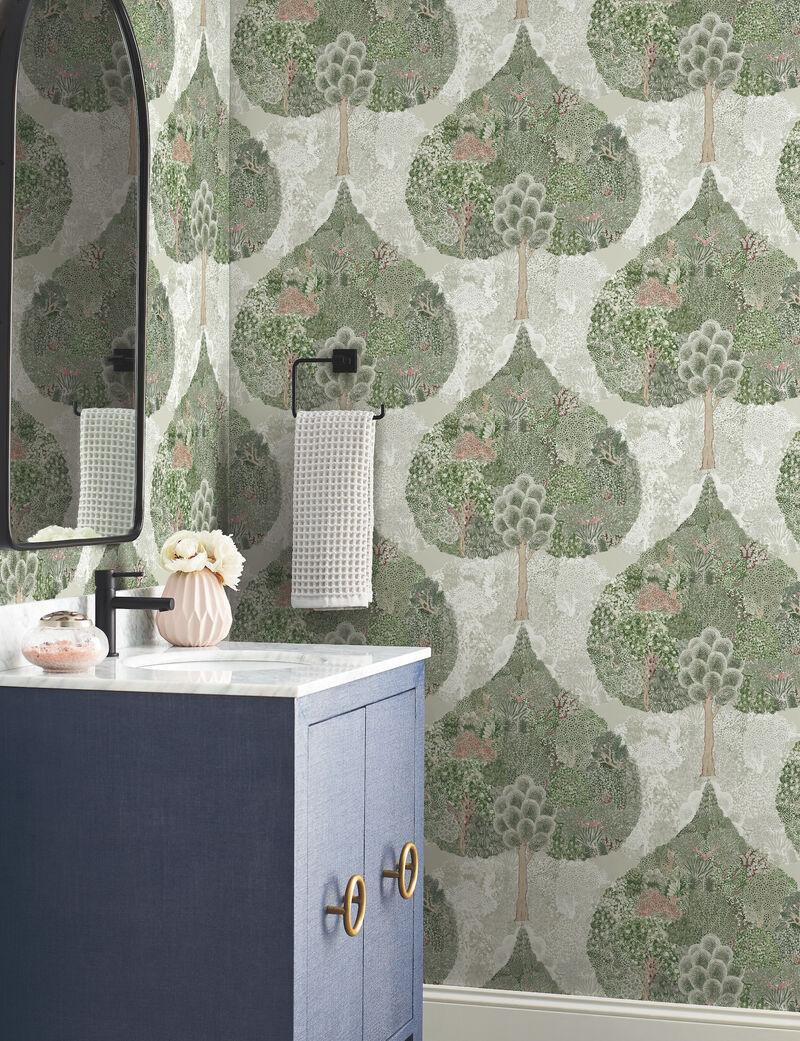 Mystic Forest Green & Coral Wallpaper image number 2