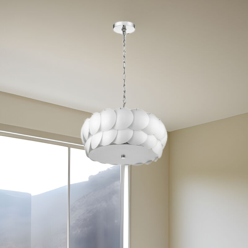 Hivvago Selene 6-Light Polished Chrome Pendant With Overlapping Frosted White Glass Discs Shade