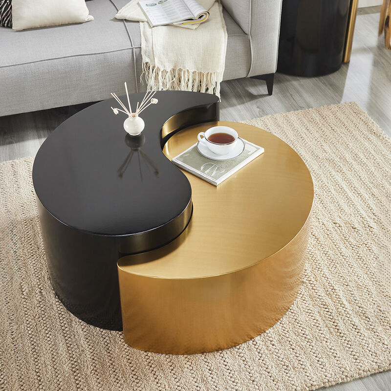Zenavique Black & Gold Yin-Yang Coffee Table image number 4