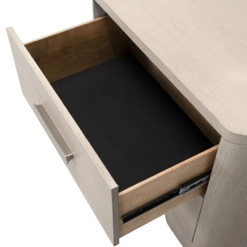 Celly Nightstand with USB Ports and 2 Drawers, Modern White Oak Wood