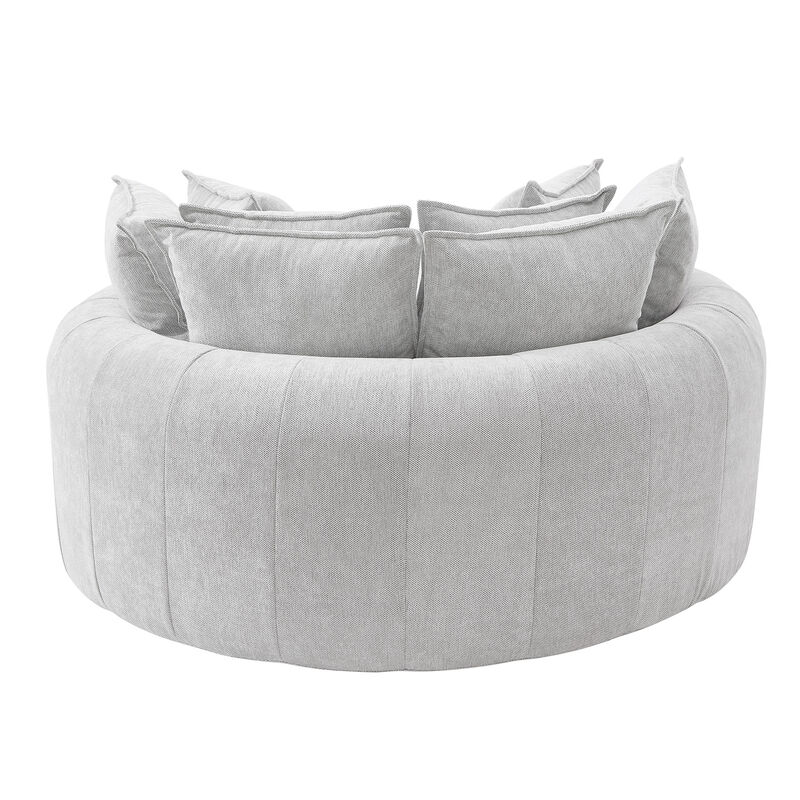 Merax Round Chenille Chaise Sofa with 8 Throw Pillows