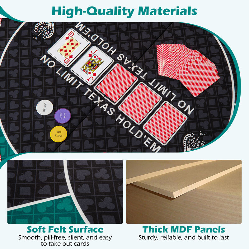 6 Player Portable Poker Game Mat Foldable Table Top for Home-Green image number 3