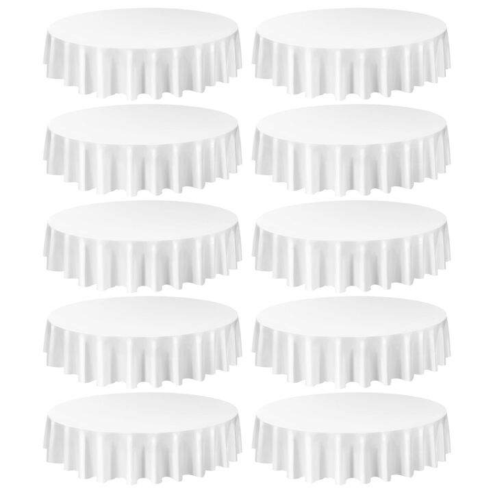 Set of 10 Polyester Tablecloths, Stain Resistant Washable Covers for Banquet Wedding Events-White