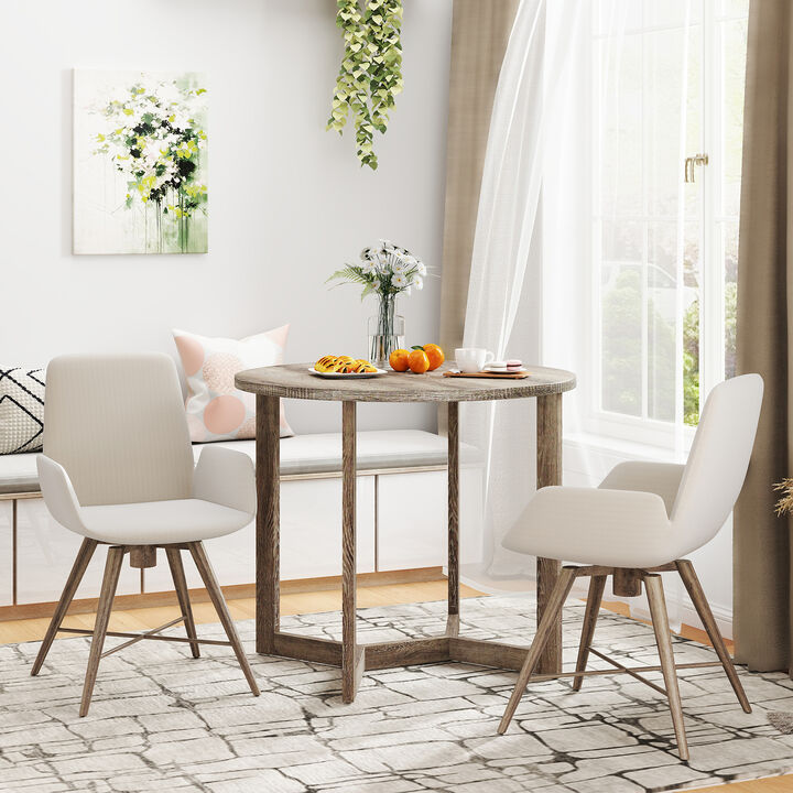 Round Pedestal Dining Table for 2&ndash;4 &ndash; Wing Base Design and Solid Wood Surface