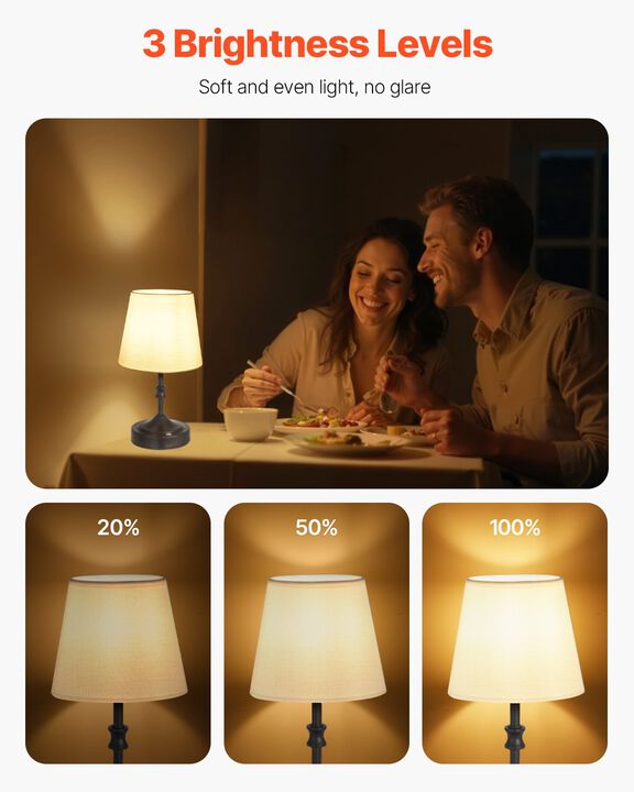 Portable Cordless Table Lamp &ndash; Small Desk Light with Rechargeable Battery, 2700-3000K