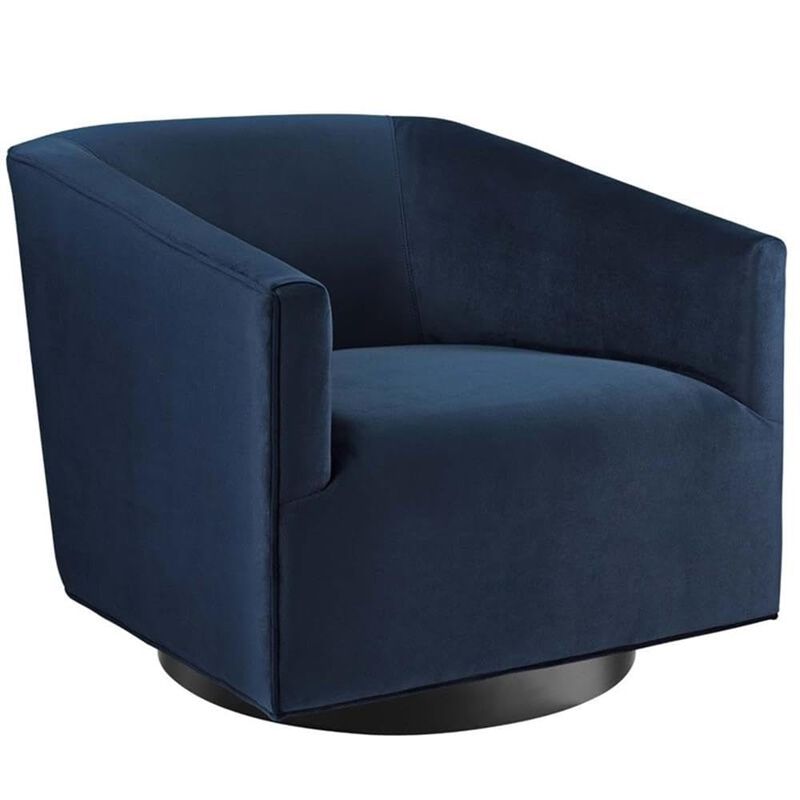 Modway EEI-4427-MID Twist Swivel Chair Performance Velvet Set of 2, Midnight Blue image number 3