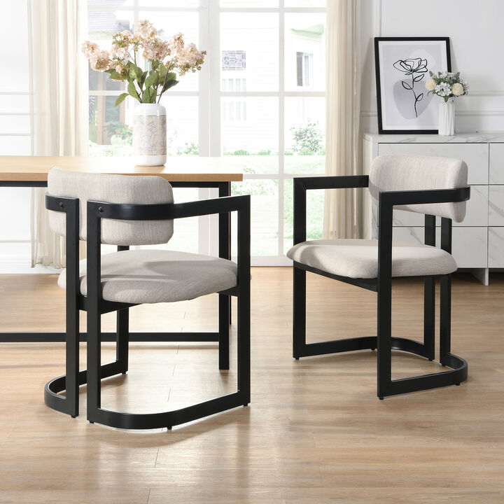 Merax Set of 2 Fabric Dining Chairs with Iron Frame