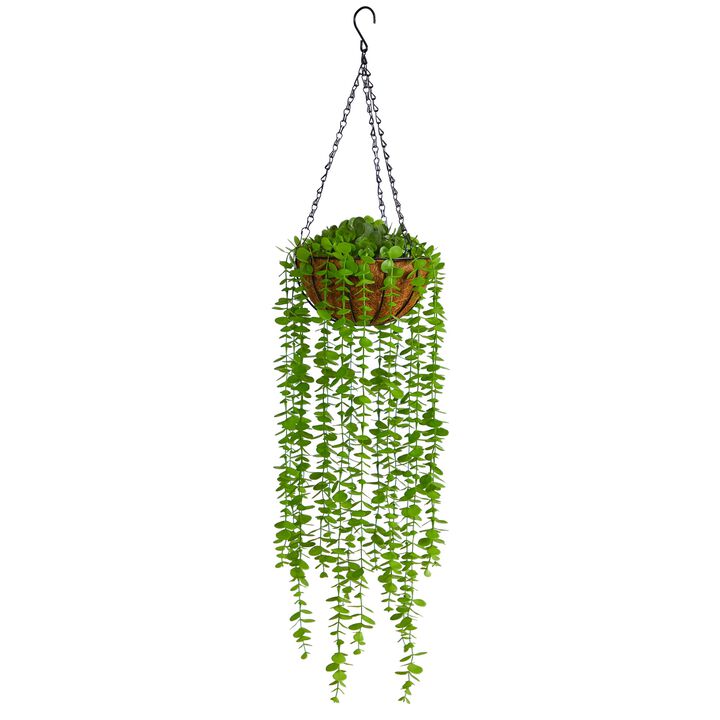 HomPlanti 3" Eucalyptus Artificial Plant in Hanging Basket