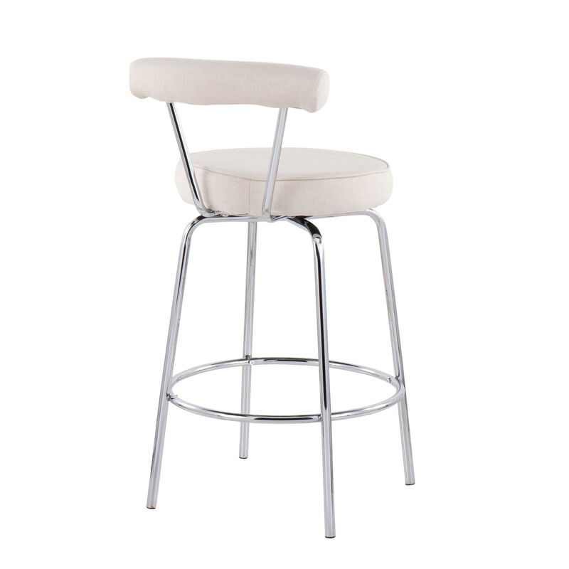 Lumisource Rhonda Contemporary Counter Stool in Chrome, Fabric - Set of 2