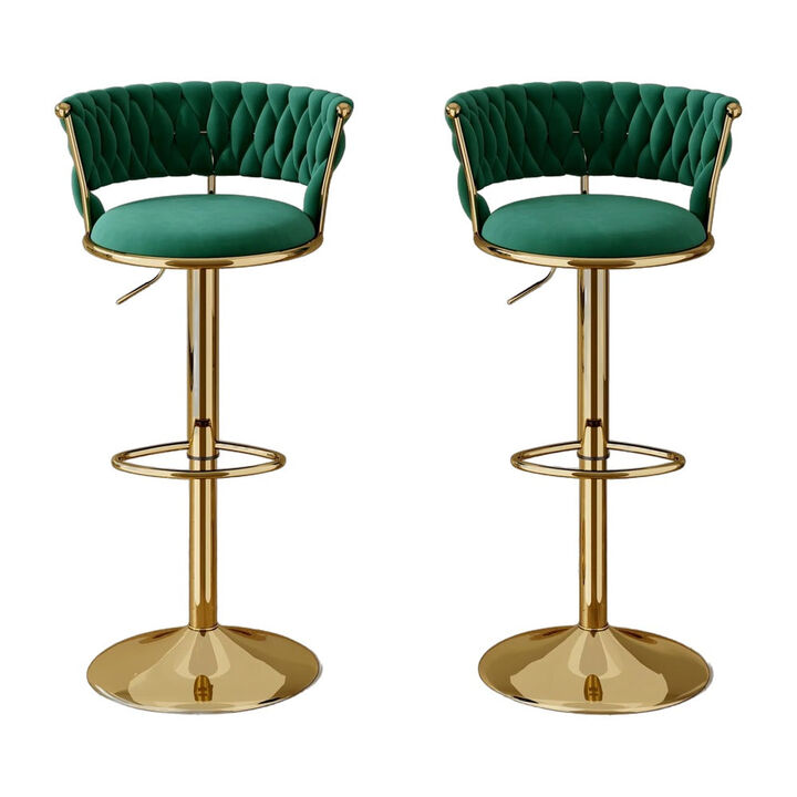 Leather Swivel Bar Stools Set of 2, Steady Adjustable Counter Height Stools with Back, Iron Frame 360&deg; Kitchen Island Chairs for Commercial Use, Workshop