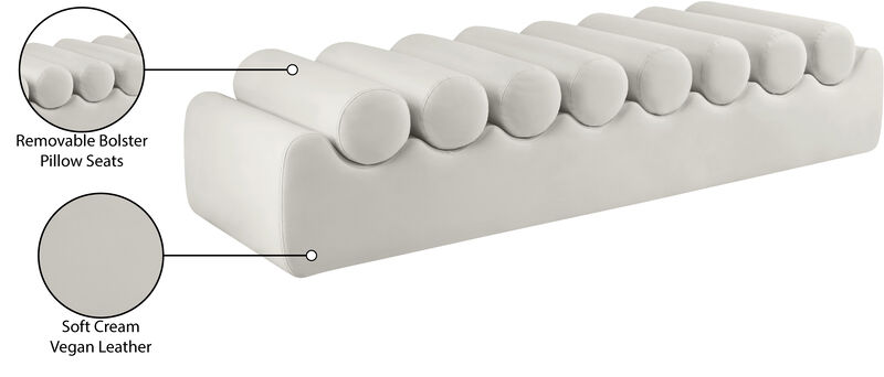 Meridian Furniture Rumble Cream Vegan Leather Bench
