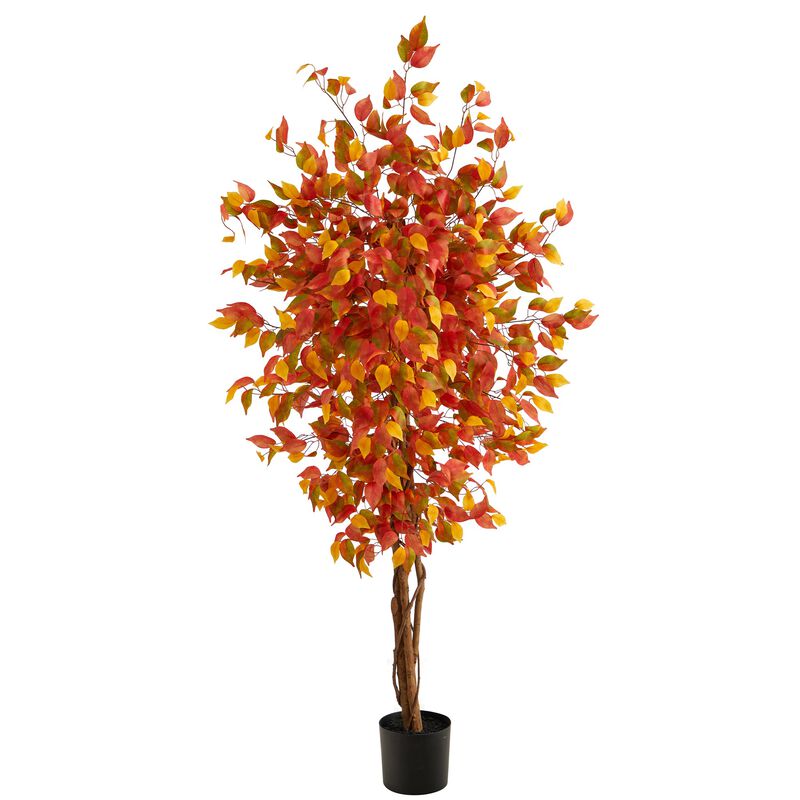 Hivvago 6 Feet Autumn Ficus Artificial Fall Tree
