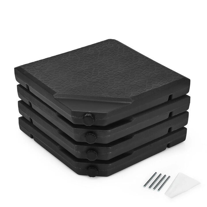 Mondawe 4 Pieces Square Fillable Patio Umbrella Base Set with Handle and Funnel