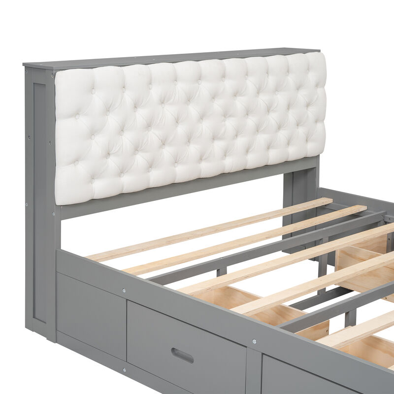 Merax Platform Bed with Storage Headboard