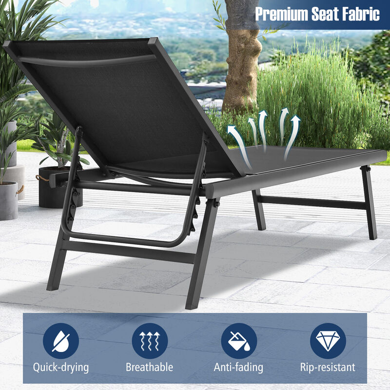 3 Piece Patio Lounge Chair Set with Table for Poolside, Garden and Backyard image number 5