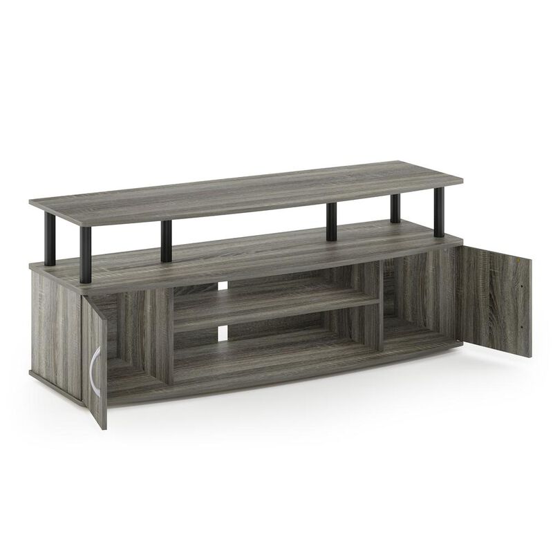 Furinno JAYA Large Entertainment Center Hold up to 50-IN TV, French Oak Grey/Black