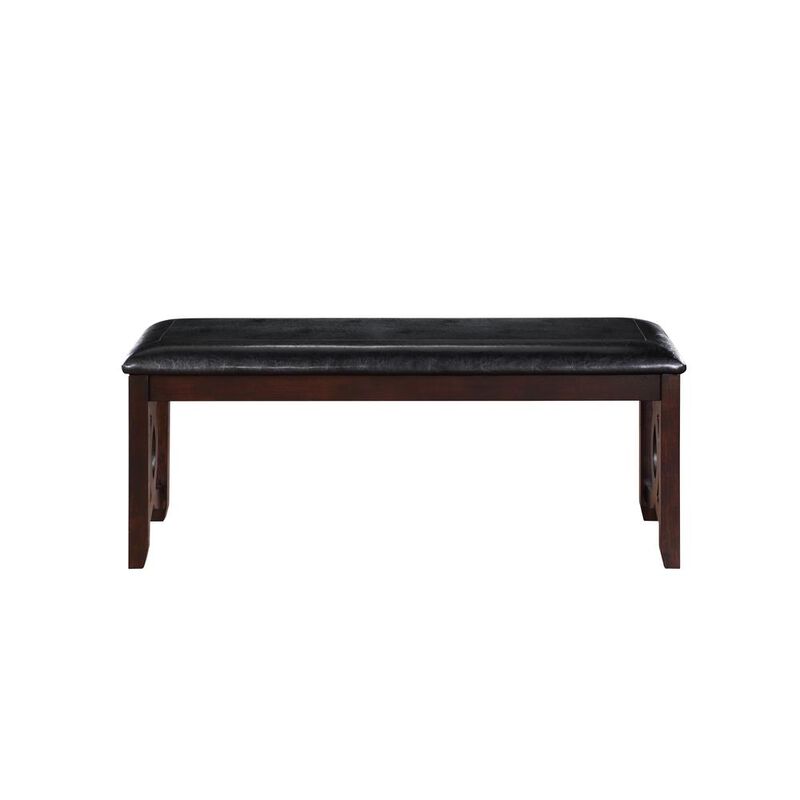 New Classic Furniture Furniture Gia 46 Solid Wood and Faux Leather Bench in Ebony Black