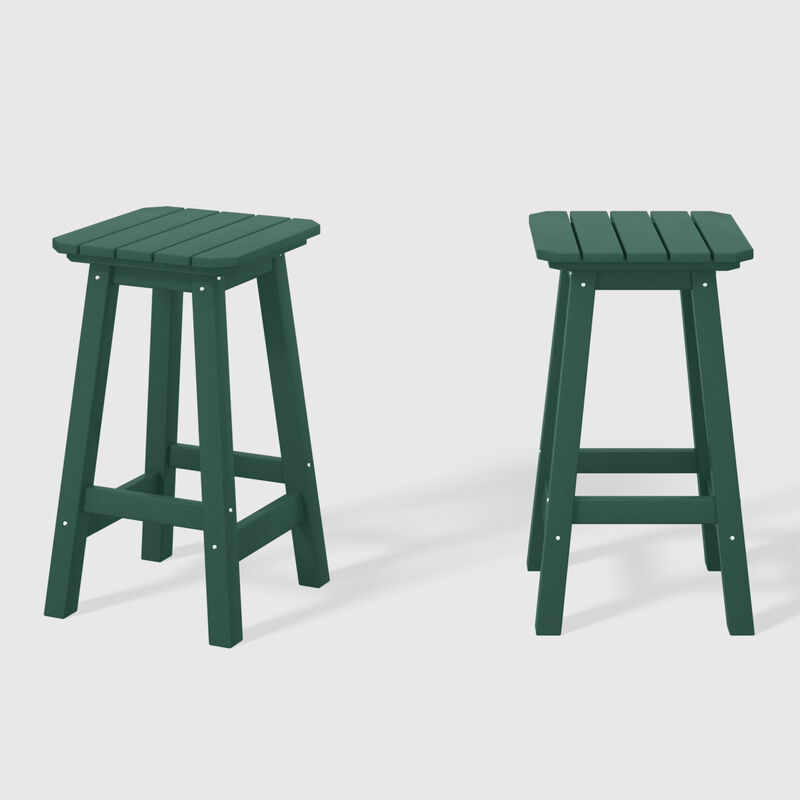 WestinTrends 24" HDPE Outdoor Patio Counter High Backless Square Bar Stools Set of Two