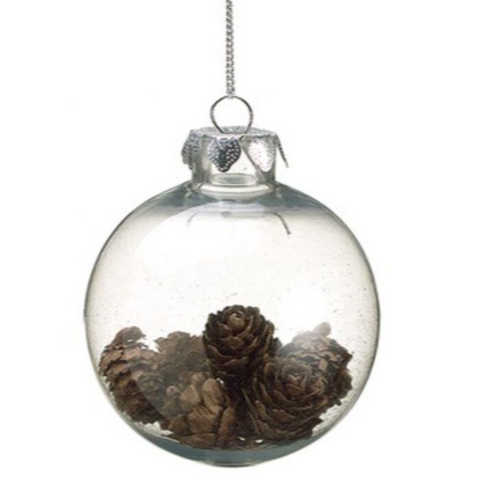 Country Cabin Clear Plastic Mini Pine Cone Filled Christmas Ball Ornament 3.5 (88 mm)