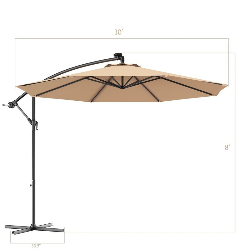 Mondawe 10 Feet Patio Umbrella with Crank and Solar LED Lights