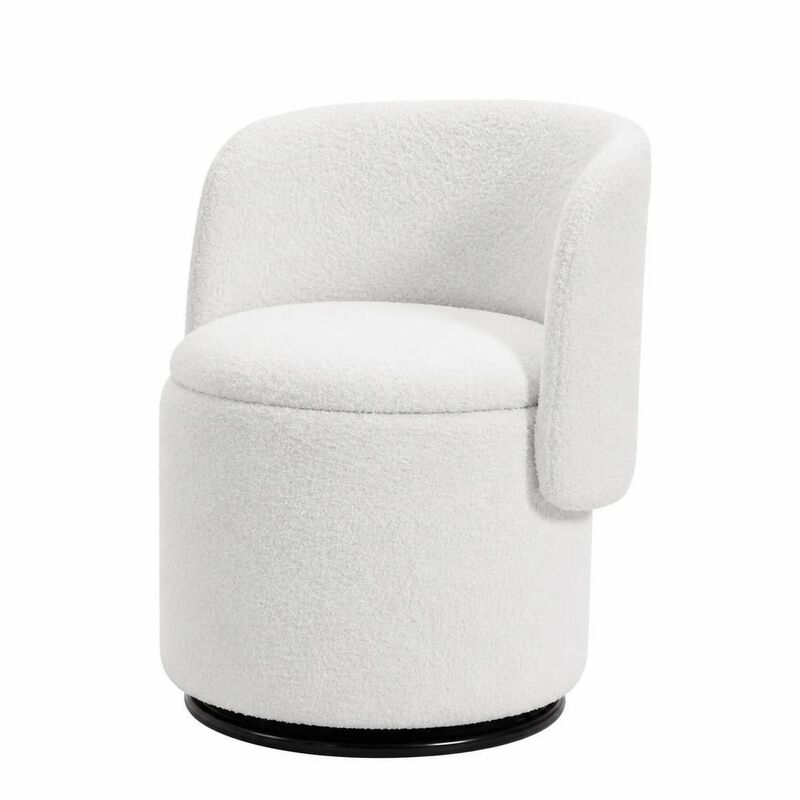 GOODSILO 360-Degree Swivel Upholstered Barrel Chair with Built-in Storage, Multi-Functional Stool for Bedroom Dining, Bonus Cat Bed image number 0