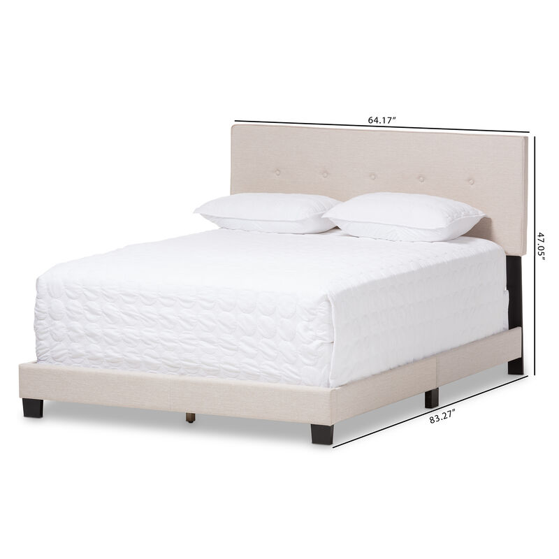 Baxton Studio Hampton Modern and Contemporary Light Beige Fabric Upholstered Queen Size Bed image number 8