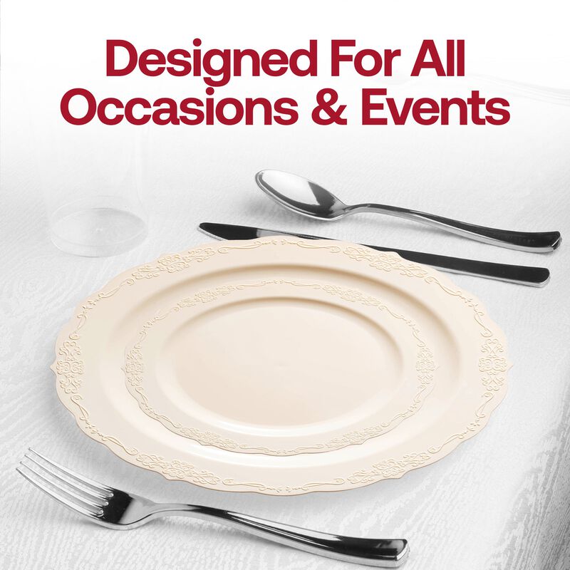 Ivory Vintage Round Plastic Dinnerware Value Set (120 Sets) image number 7