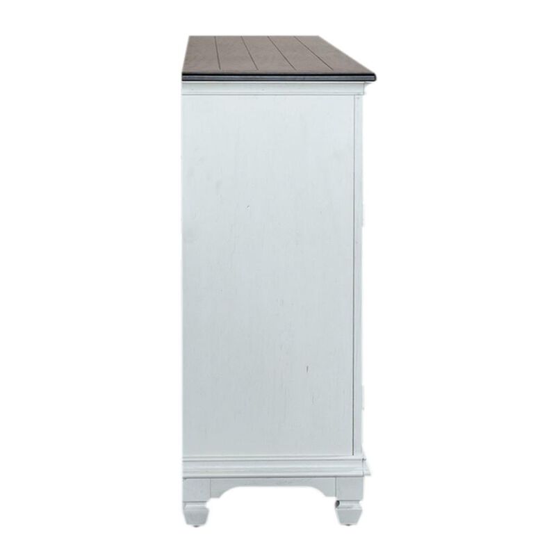 Liberty Furniture Allyson Park 68 Inch Highboy TV Console in Wirebrushed White w/ Charcoal Top image number 2