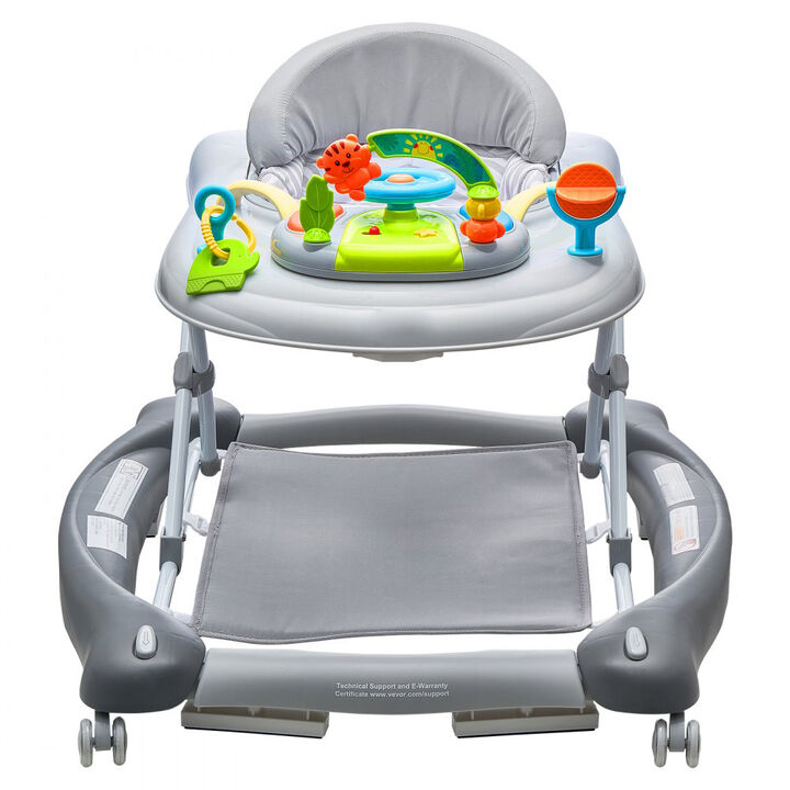 Foldable Baby Activity Walker with Wheels, Toys, Music, and 3-Height Adjustment