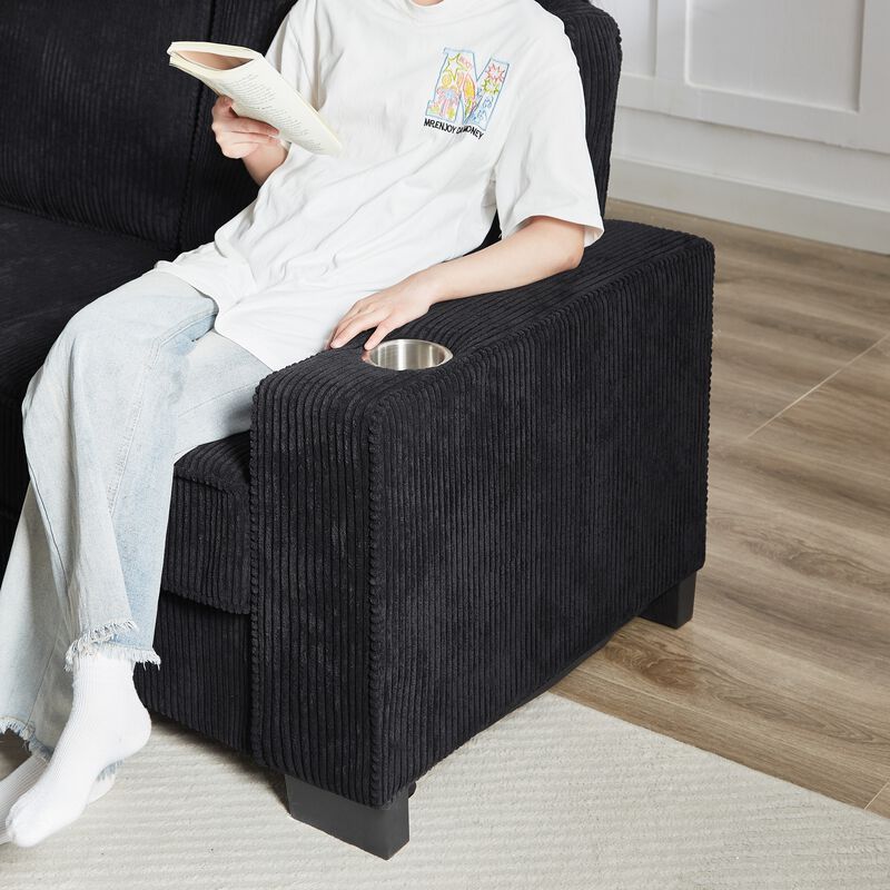 Crafre Corduroy 3‑Seater Sofa image number 7