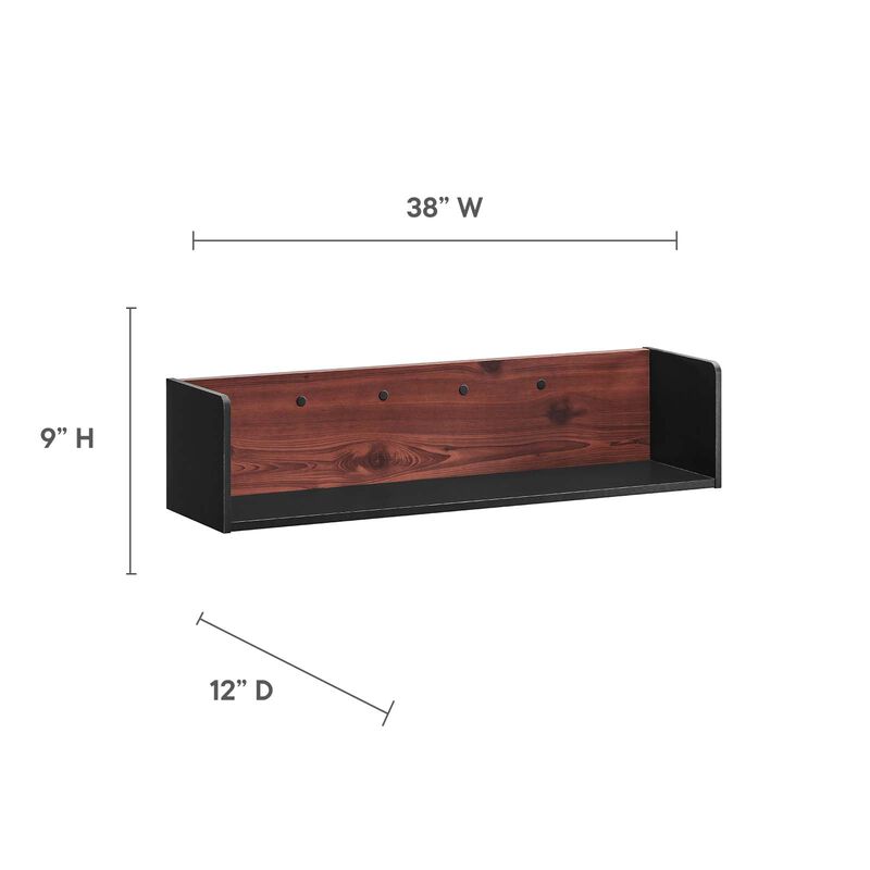 Modway EEI-6312-BLK-CHE Kinetic 49" Wall-Mount Office Desk with Cabinet and Shelf, Black Cherry image number 4
