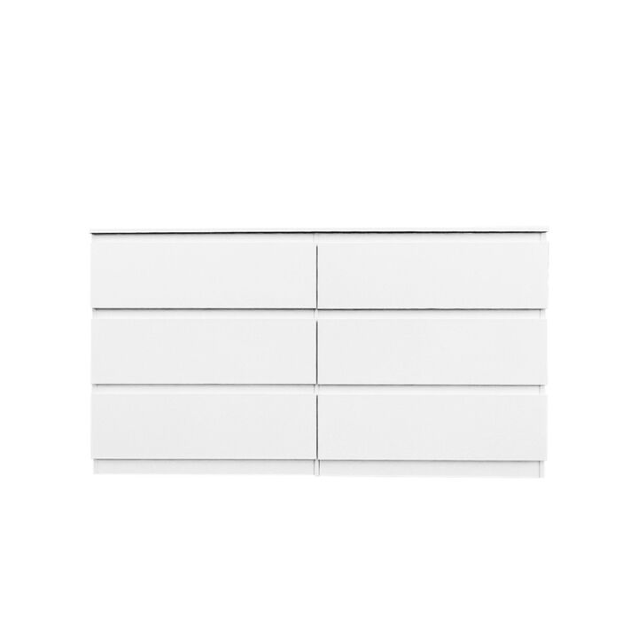 6 Drawer Double Dresser for Bedroom Living Room Hallway, white