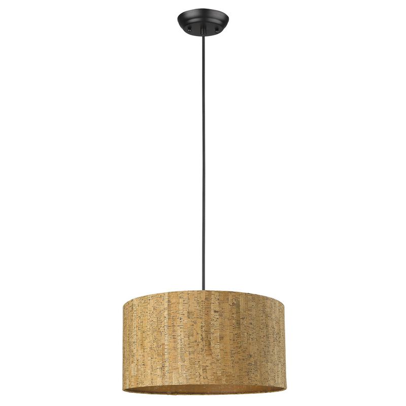 Hivvago Matte Black Cork Shade Modern One Light Hanging Pendent Lamp
