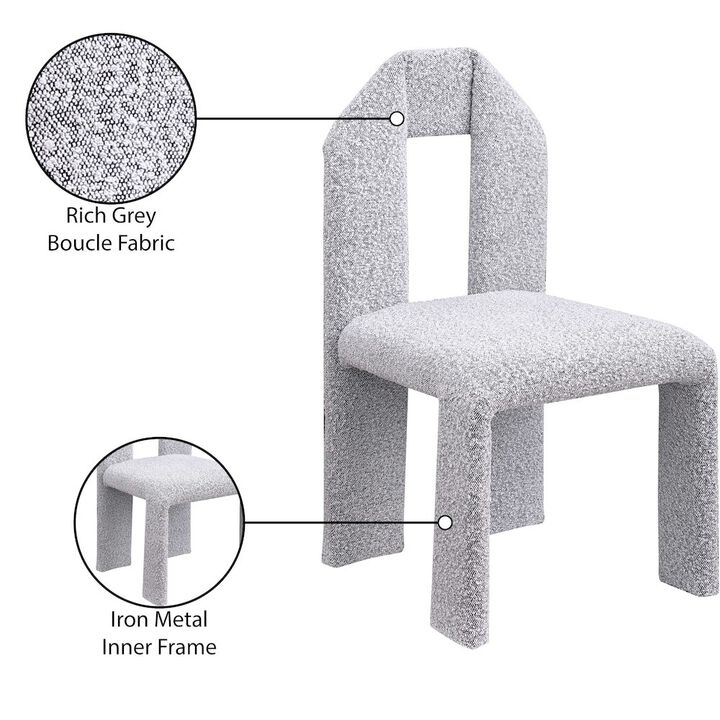 Meridian Furniture Bennett Grey Boucle Fabric Dining Chair, Set of 2