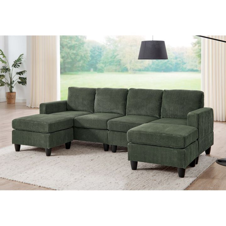 Horfri Corduroy U‑Shaped Modular Sectional Sofa