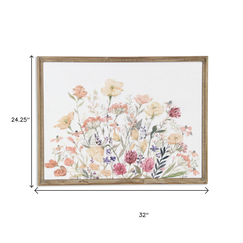 HomeRoots 24" X 32" Natural And White Flower Bouquet Metal And Wood Framed Art image number 6