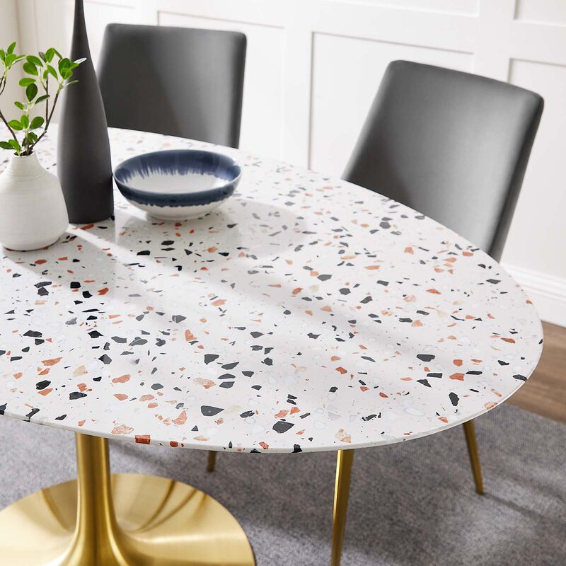 Modway - Lippa 60" Oval Terrazzo Dining Table Gold White