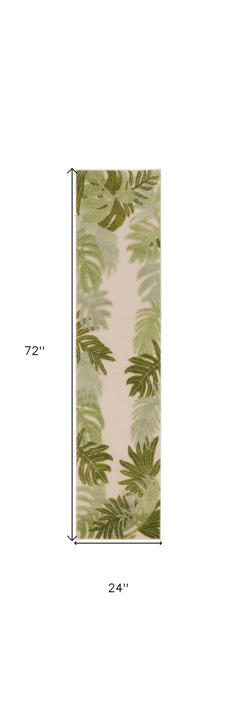 HomeRoots 6' Ivory And Green Palm Leaf Indoor Outdoor Runner Rug image number 4