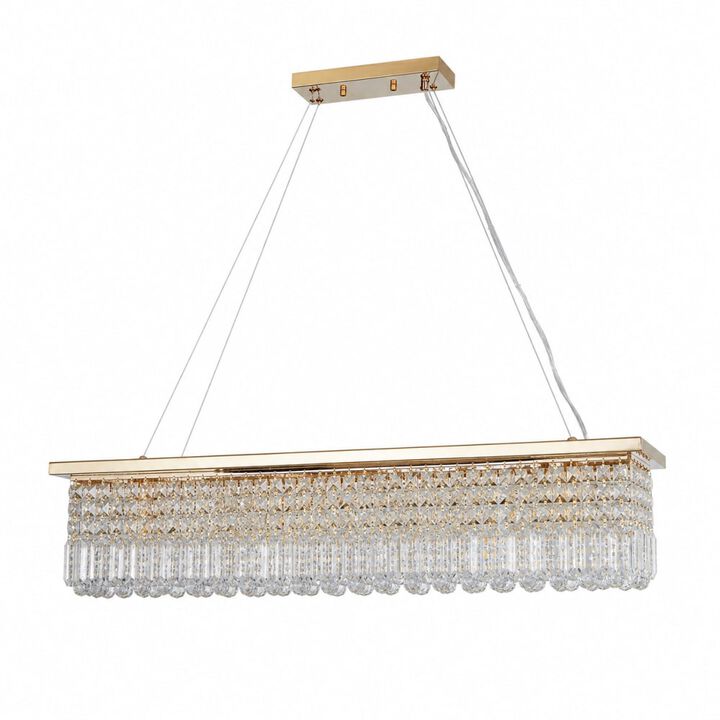 ELEMENT ACE Modern Rectangular Raindrop 8-Light Pendant Chandelier Fixture Perfect for Dining Room Kitchen Island Bar Living Room Entryway Home Lighting